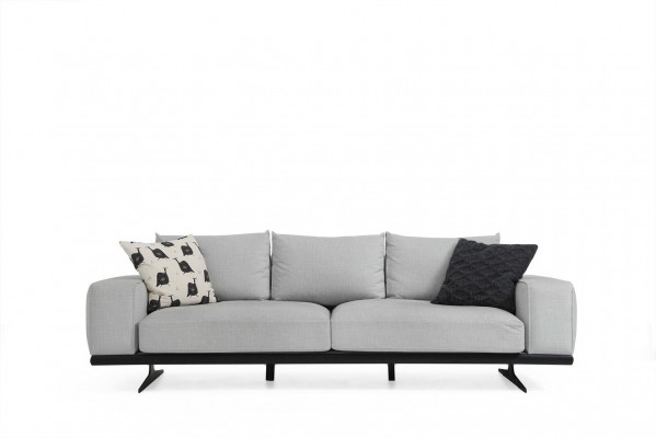Sofagarnitur Sofa 3 Sitzer Sessel Dreisitzer Grau Modern Stoff Sitz 