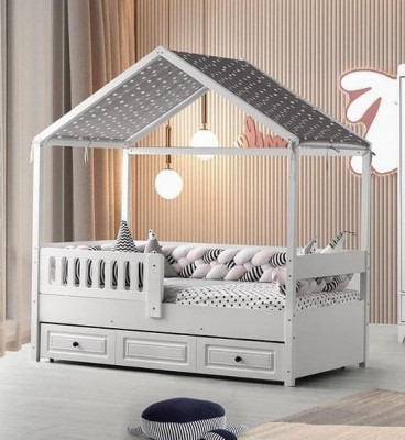 Kinderbett Holzbett Funktionsbett Ausziehbares Bett 200 Holz Weiß Neu