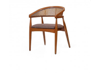 Brauner Luxus Stuhl Holzrahmen Esszimmer Designer Stühle Armlehnenstuhl