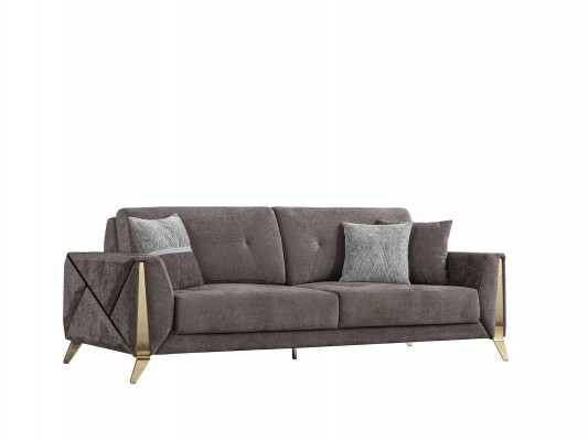 Grauer Dreisitzer Wohnzimmer Luxus Kunstleder 3-Sitzer Stilvolle Couch