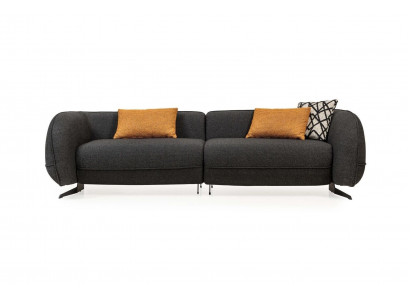 Grauer Dreisitzer Polstersofas Designer Couch Stoffsofa Textilcouchen