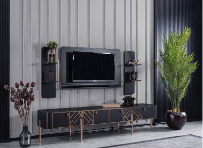 Schwarze Wohnzimmer Möbel Designer RTV Sideboard Luxus TV-Rahme Regale