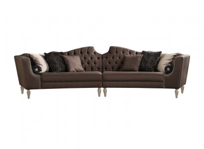 Brauner Wohnzimer Fünfsitzer Designer Chesterfield Luxus Polstersofa