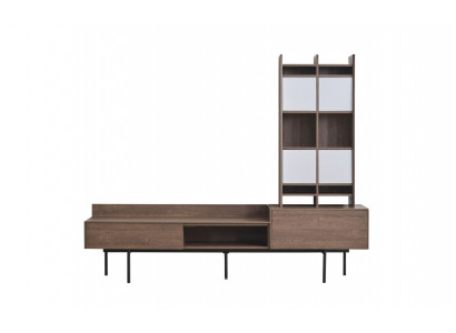 Wohnzimmer Brauner TV-Ständer Wandschrank Moderne Wohnwand Set 3tlg