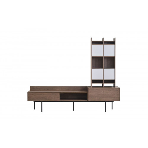 Wohnzimmer Brauner TV-Ständer Wandschrank Moderne Wohnwand Set 3tlg