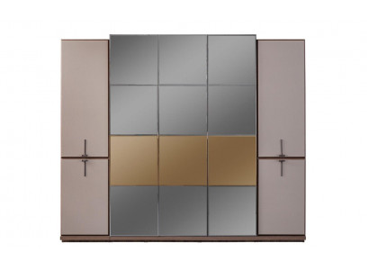 Kleiderschrank Garderobenschrank Design Holzschrank mit Spiegel Grau