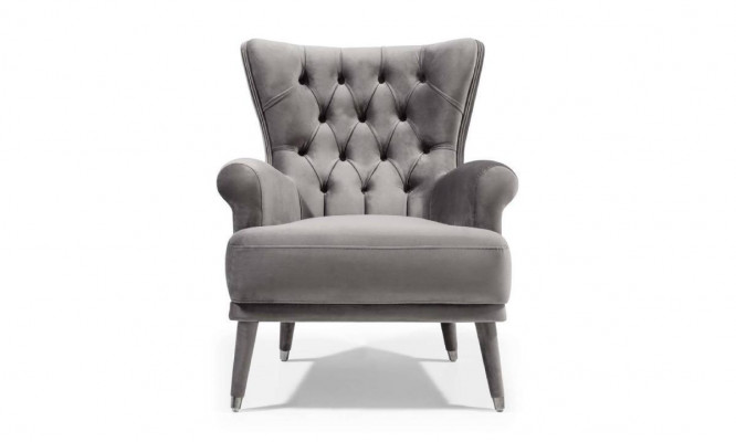 Grauer Chesterfield Sessel Wohnzimmer Möbel Polstersessel Mit Armlehnen