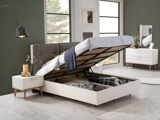 Gruppe Doppelbett Komplette Bett Schlafzimmermöbel Holz 6tlg Set Weiß 