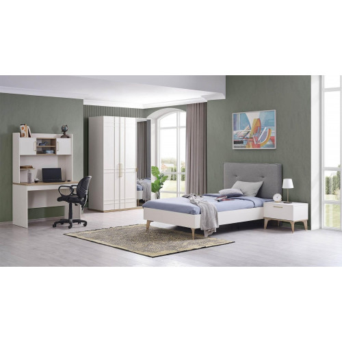 Kinderzimmer Garnitur Kinderbett Jugendbett Bett Set 4tlg Weiß Holz