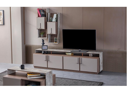 TV Ständer Wandschränke Sideboard RTV Lowboard Grau Wohnzimmer Holz