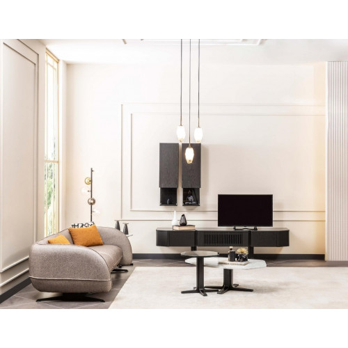 Komplette Moderne Wohnzimmer Garnitur Designer Stoffsofa TV-Ständer 6tlg