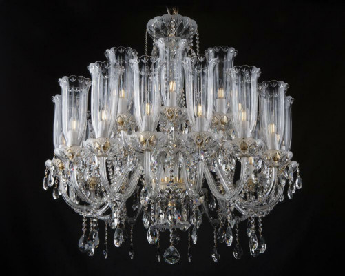 XXL Lampe 24x Kronleuchter Palast Villa D'Este Lichter Kristall Lampe Kronleuchter