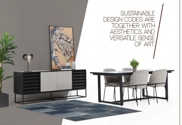 Essecke Essgruppe Esszimmer Esstisch Stühle 7tlg Holz Grau Set Neu 