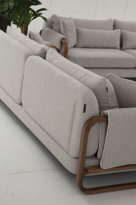 Komplette Couchgarnitur Sofagarnitur 321 Sitzer Modern Stoff Grau Set