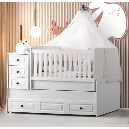 Luxuriöses weißes Babybett Stilvoll Holzbett für das Kinderzimmer neu