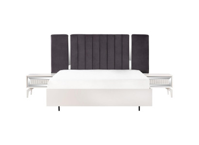 Doppelbett Granitur Schlafzimmer Weiß Bettrahmen Set 3tlg Nachttische