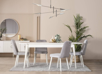 Esszimmermöbel Essecke Garnitur 7tlg Esszimmer Esstisch Weiß Stühle