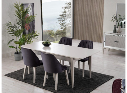 Essgruppe Esstisch Ausziehbar Modern Esszimmer Set 7tlg Grau Holz 