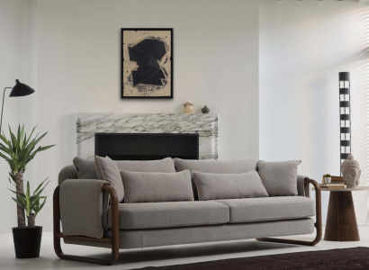 Sofa 4 Sitzer Viersitzer Modern Stoff Grau Sofas Design Wohnzimmer Neu