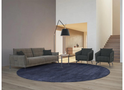 Design Grau Sofa Dreisitzer Modern 2x Sessel Polstermöbel Luxus Couchtisch