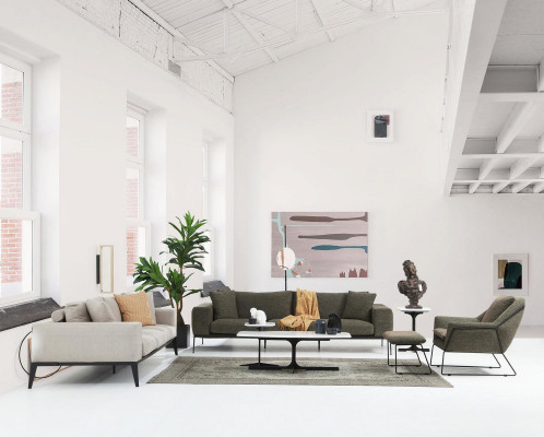 Dreisitzer Sofa 3 Sitzer Sofas Beige Stoff Wohnzimmer Luxus Modern Neu