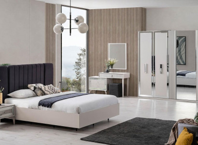 Groß Schlafzimmer Garnitur Doppelbett Bett Holz Set 7tlg Weiß Modern