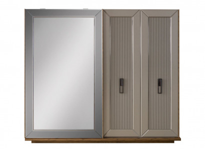 Garderobenschrank Schrank Spiegel Holzschrank Beige