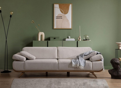 Hellbeiges Textilsofa Designer Polstersofas Wohnzimmer Couchen 3-Sitzer