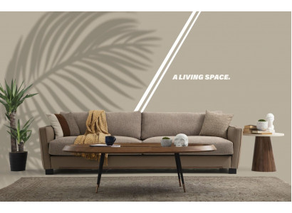 Sofa 4 Sitzer Viersitzer Modern Stoff Beige Sofas Design Wohnzimmer 