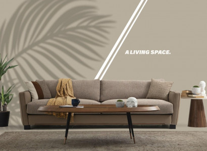 Sofa 4 Sitzer Viersitzer Modern Stoff Beige Sofas Design Wohnzimmer 