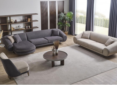 Wohnzimmer Luxus Set Ecksofa- L-Form 3+1 Sitzer Couchtisch Beistelltisch