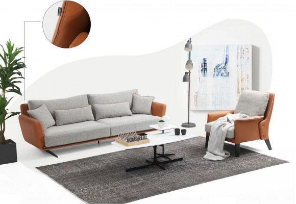 Komplette Couchgarnitur Sofagarnitur Sofa 321 Sitzer Stoff Orange