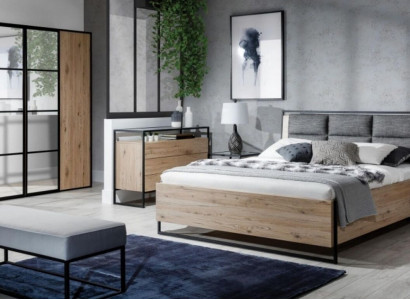 Bett Beige Loft Design Modern Doppel Betten Schlafzimmer Elegantes Möbel Neu