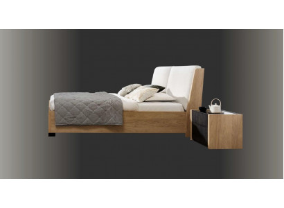 Bett Beige Holz Design Modern Schlafzimmer Doppel Betten Elegantes Möbel Neu