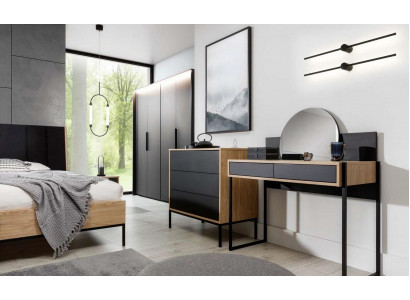 Schminktisch mit Spiegel Schwarz Konsolentisch Tisch Holz Spiegel Schlafzimmer
