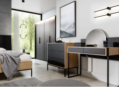 Schminktisch mit Spiegel Schwarz Konsolentisch Tisch Holz Spiegel Schlafzimmer