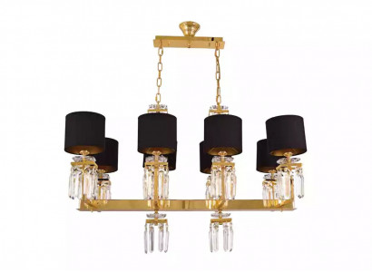 Deckenleuchter Kronleuchter Gold Deckenlampe Luster Kristall Schwarz