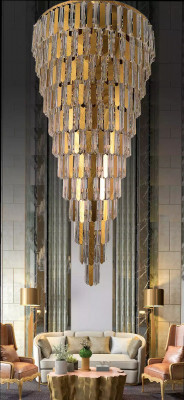 Kronleuchter Deckenleuchter Gold Deckenlampe Lüster Kristall 80cm Tropfen