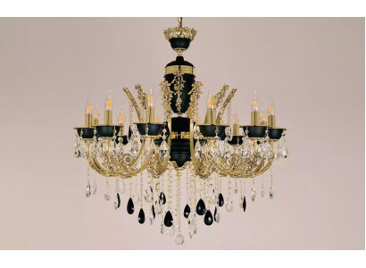 Lampe Kronleuchter Deckenleuchter Luxus Deckenlampe Lüster Kristall Schwarz