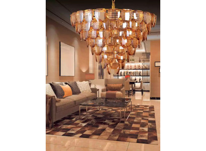 Kronleuchter Klassiker Lampe Wohnzimmer goldfarbene Kristall Deckenleuchte