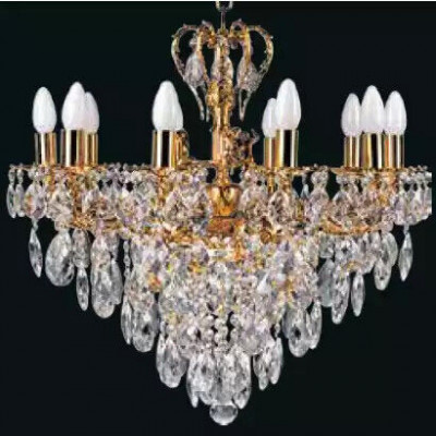 Lüster Luxus Kronleuchter Deckenlampe Deckenleuchter Crystal Gold Art