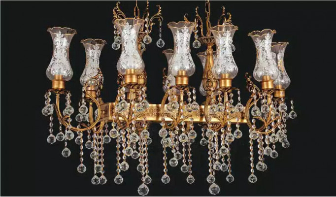 Kronleuchter Deckenleuchter Luxus Deckenlampe Lüster Gold Kristall Leuchte
