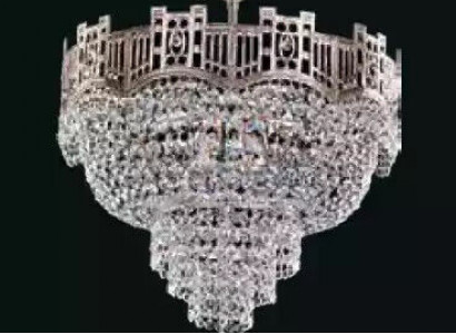 Deckenleuchter Luxus Kronleuchter Deckenlampe Lüster Silber Kristall Lampe