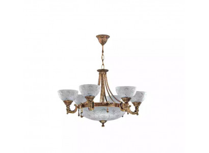 Deckenlampe Lüster Deckenleuchter Lampe Kronleuchter Glas Grau Gold