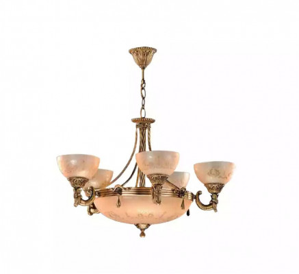 Kronleuchter Deckenlampe Lüster Deckenleuchter Lampe Glas Gold Beige