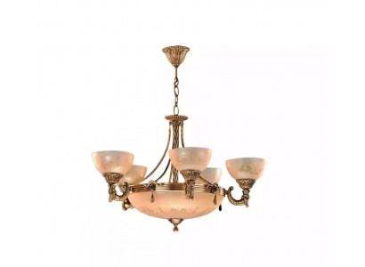 Kronleuchter Deckenlampe Lüster Deckenleuchter Lampe Glas Gold Beige