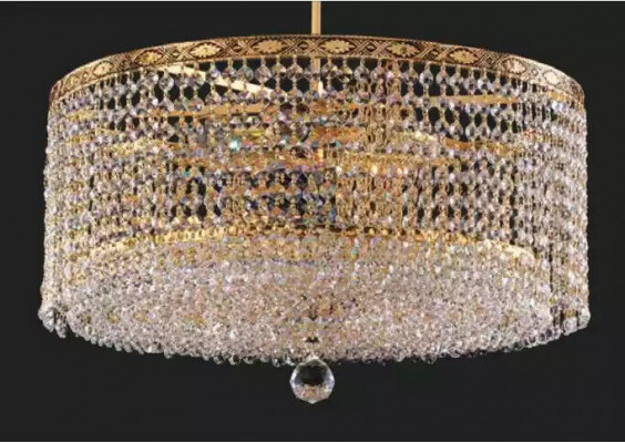 Lüster Deckenleuchter Luxus Gold Kronleuchter Runde Deckenlampe Kristall Art