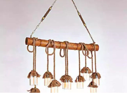 Moderner Holz Deckenleuchter Prunkhängeleuchter Deckenlampe Bambus Leuchter