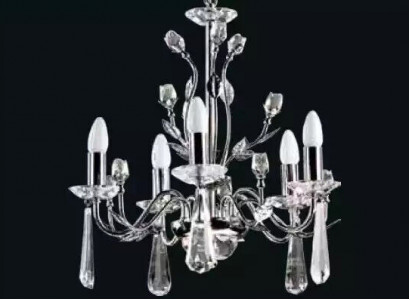 Sibler Kristall Deckenleuchter Beleuchtete Kronenform Prunkdeckenlampe