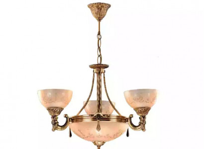 Deckenlampe Lüster Deckenleuchter Lampe Kronleuchter Glas Gold Beige